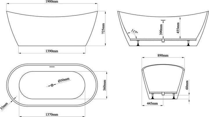 Image du produit Shower Design Boraza (360 l, 190 cm, 190 cm)