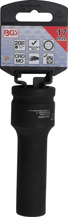 Produktbild BGS Kraft-Steckschlüssel-Einsatz Zwölfkant, tief | Antrieb Innenvierkant 20 mm (3/4") | SW 17 mm (17 mm)