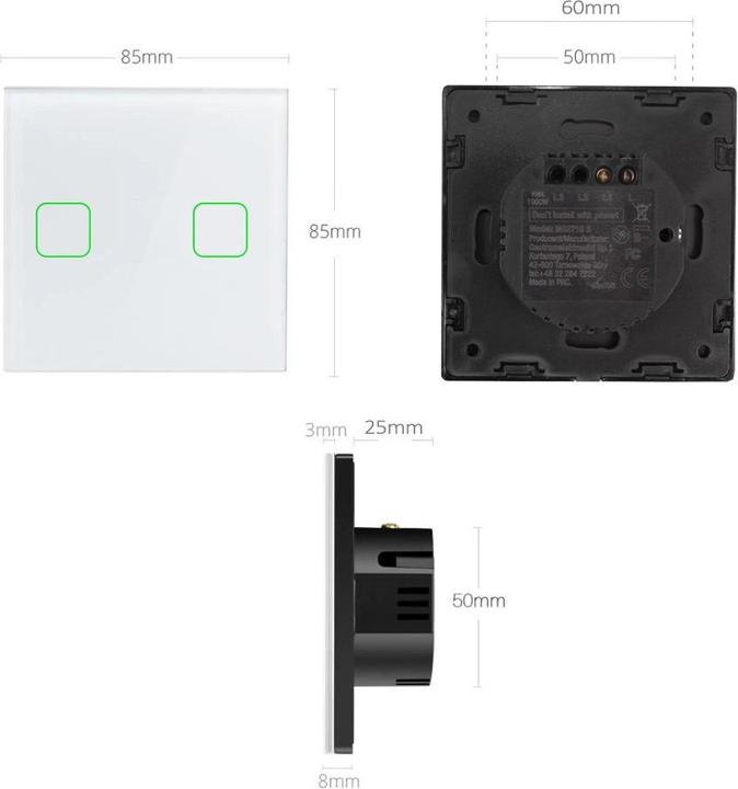 Produktbild Maclean Touch Wechselschalter Lichtschalter Kreuzschalter Wandschalter Treppenschalter mit Farbwechsel LED H