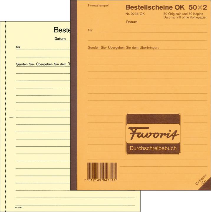 Produktbild Favorit Durchschreibebuch Bestellscheine mit Selbstdurchschreibepapier (100 x)