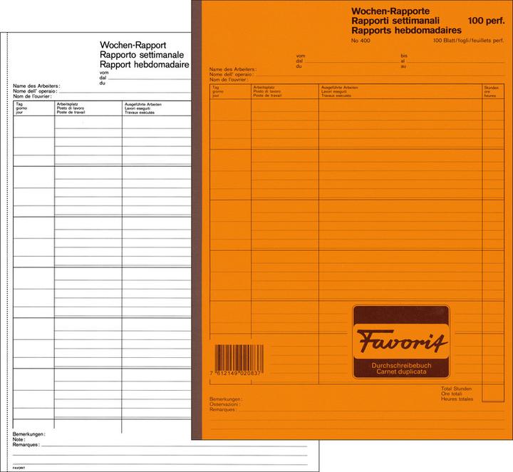 Produktbild Favorit Wochen-Rapporte (100 x)