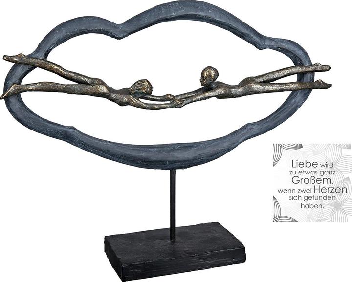 Image du produit Casablanca by Gilde Sculpture "Love is in the air "Poly couple dans un nuage gris, base noire