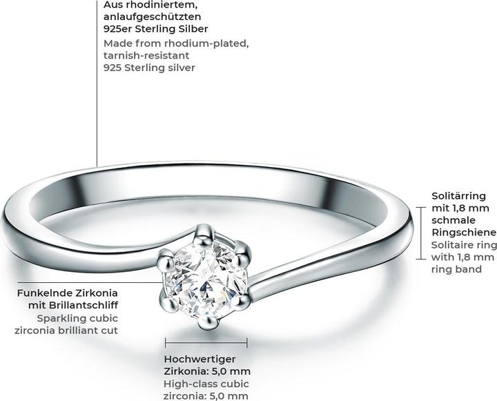 Produktbild Trilani Damen Sterling Silber Zirkonia silber - 11200 (58, 925 Silber)