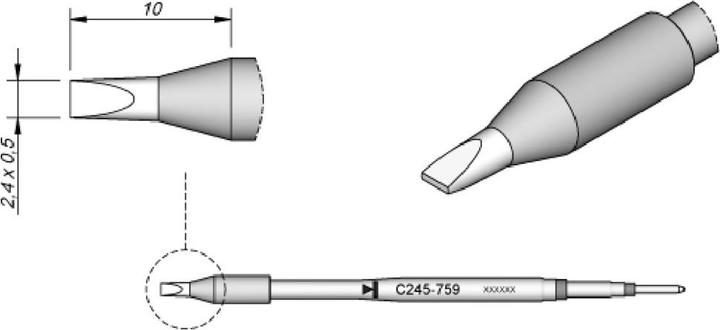 Produktbild JBC Lötspitze Serie C245 Meisselform, C245759/2,4 x 0,5 mm, gerade, High Thermal