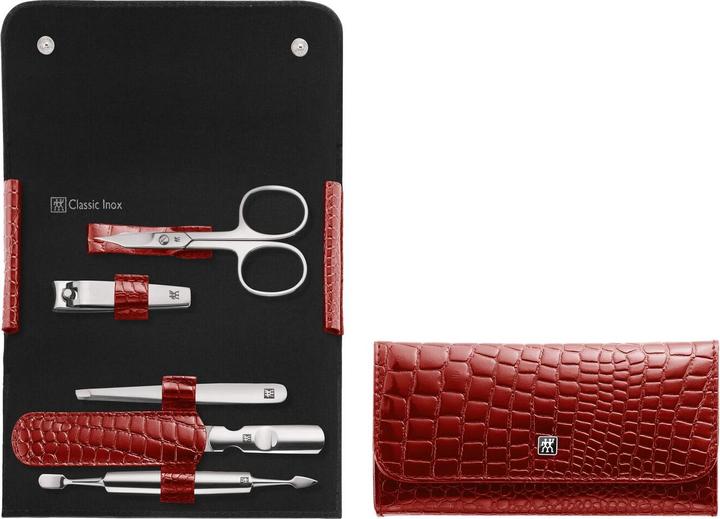 Zwilling CLASSIC INOX Kroko Druckknopf-Etui, rot, 5-tlg.