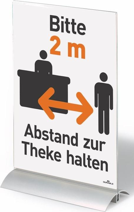 Actual product image Durable Table display, acrylic with aluminium base (A4)