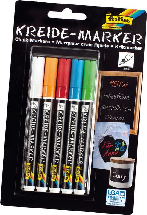 Produktbild Folia Kreide Marker (Schwarz, 2 mm, 5 x)