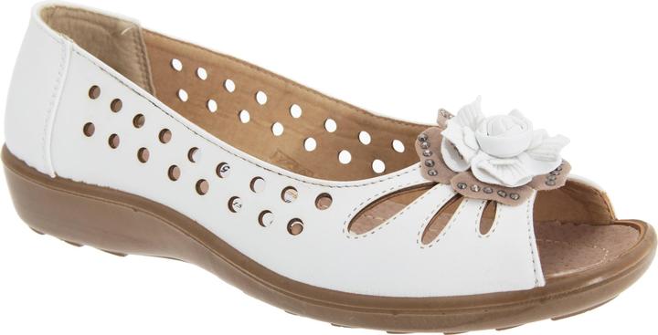 Boulevard Ballerinas Schuhe mit Zehenöffnung Lochmuster und BlumenApplikation