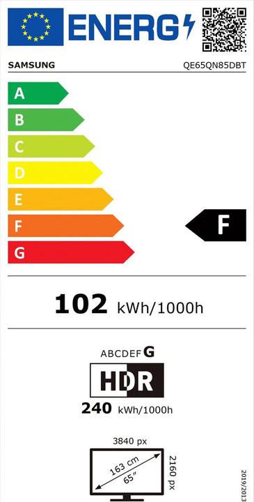 Etichetta energetica Samsung QE65QN85D (65", QN85D, NeoQLED, 4K, 2024)