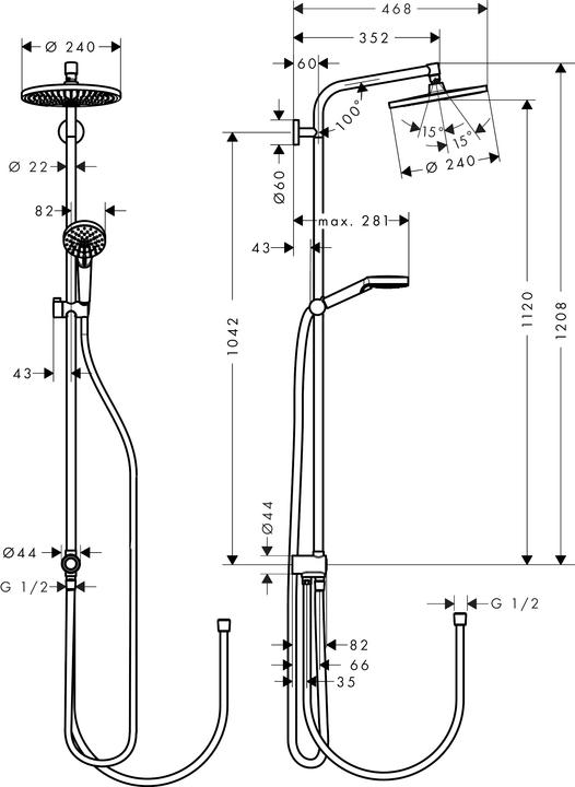 Immagine prodotto hansgrohe Crometta S sistema doccia 240 1 tipo di getto a risparmio idrico 9 l/min Reno