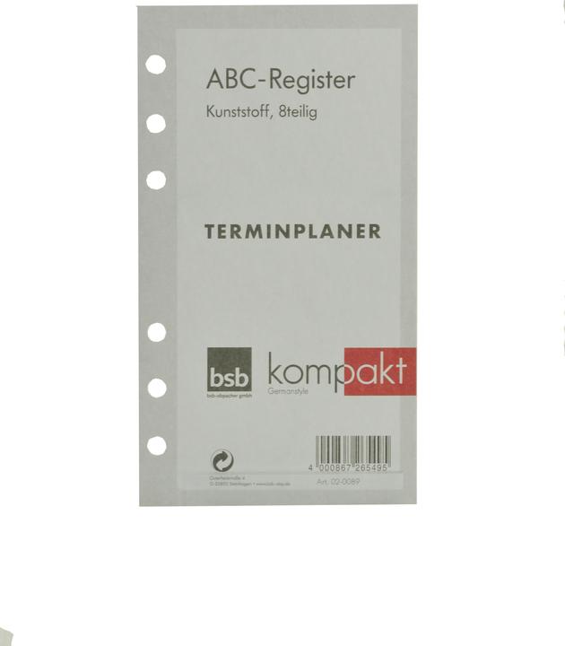 Produktbild BSB-Obpacher Register Timer ca. A6 Alphabet
