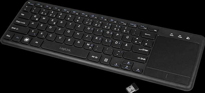 Immagine prodotto LogiLink Tastiera wireless con touchpad, 2,4 GHz, nero (DE, Senza fili)