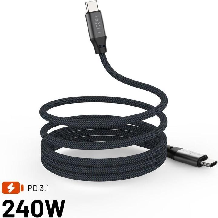 Fixed Magnetic Braided Cable USB-C/USB-C, 1,2m, USB 2.0, 240W, gray (1.20 m, USB 2.0)