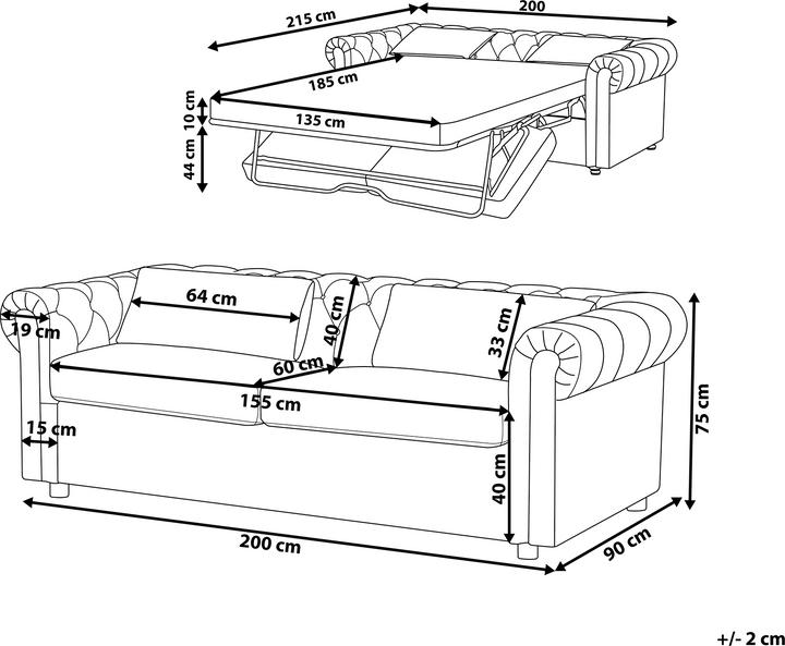 Produktbild Beliani Chesterfield (Bettsofa)