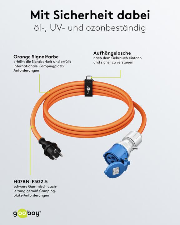 Produktbild Goobay CEE-Adapterleitung, Schutzkontakt-Stecker auf CEE-Kupplung (1.50 m)