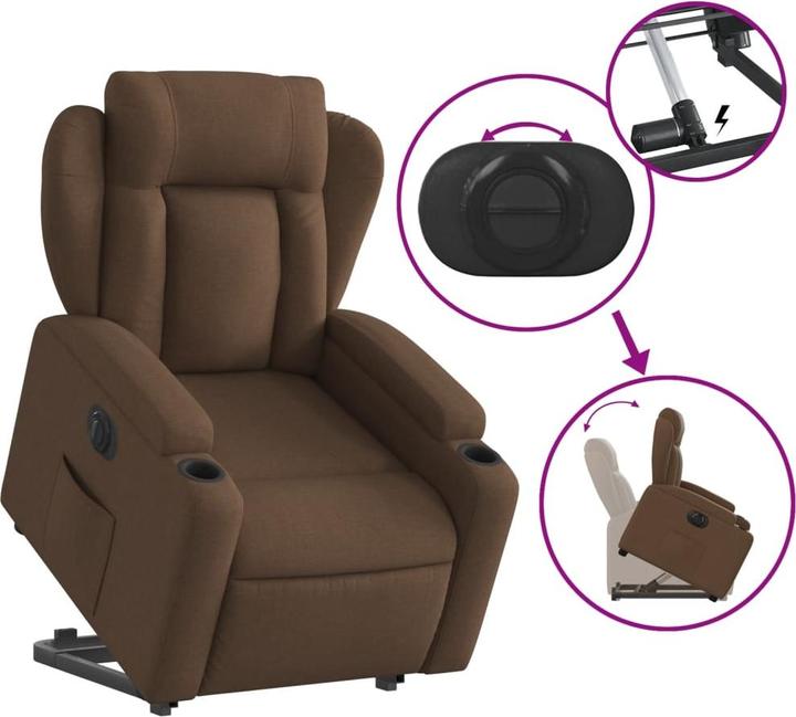 Produktbild VidaXL Relaxsessel mit Aufstehhilfe Elektrisch Fernsehsessel Sessel Braun Stoff