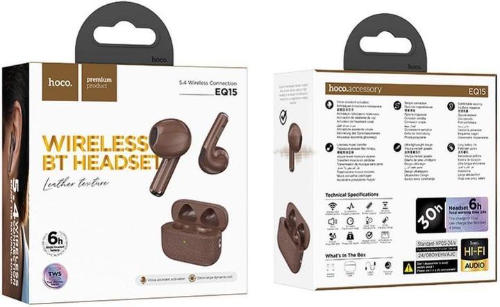 Image du produit Hoco Wireless headphones wireless earphones bluetooth TWS EQ15 brown (6 h, Sans fil)