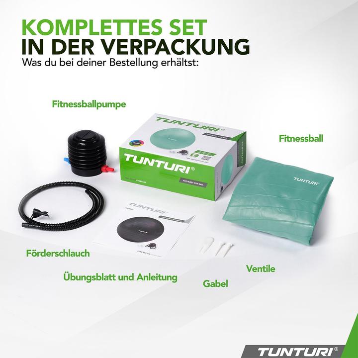 Image du produit Tunturi Gym Ball - Fitnessball reissfest ABS 90 cm Petrolblau (90 cm)