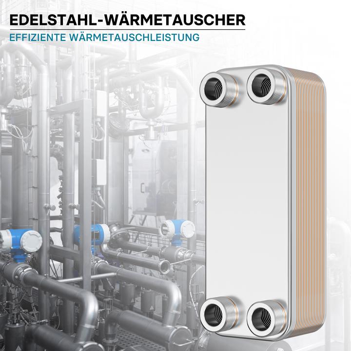 Image du produit Wiltec Hrale Échangeur de chaleur thermique inox 20 plaques max. 115 kW Eau Solaire