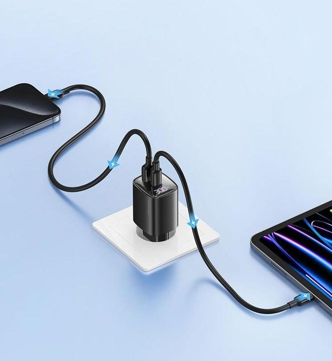 Produktbild Usams Ład. siec. CC229 30W GaN USB-C/USB-A Fast Charging XC Series czarny/black CC229TC01 (30 W)