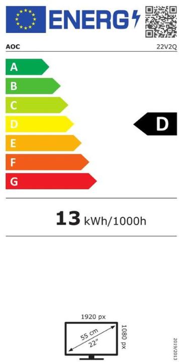 Energy Label AOC 22v2q (1920 x 1080 pixels, 21.50")