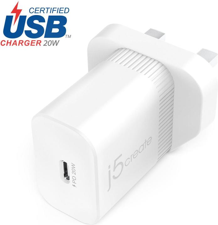 Actual product image j5Create JUP1420 Caricatore da parete PD USB-C® a 20 W - UE, Interno, AC, 12 V, 3 A, Bianco (20 W)