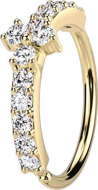 Star Piercing Micro Piercing Ring 14k vergoldet Kristallbogen silber drei Kristalle (Messing)