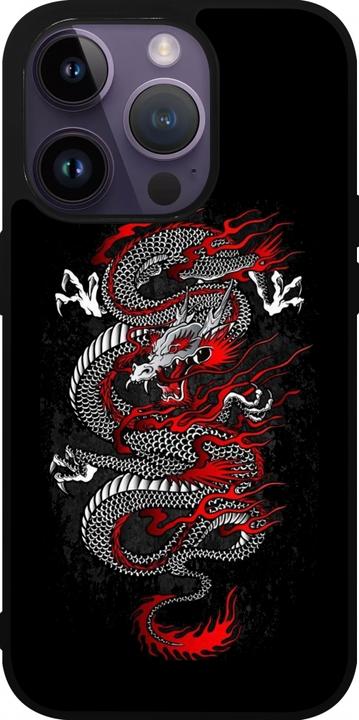 Produktbild PhoneLook Hülle Silikon schwarz Japanese style Dragon Tattoo Red Black (Apple iPhone 15 Pro)