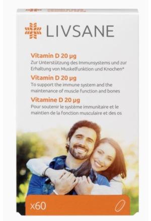 Actual product image Livsane Vitamin D3 2000 softgel capsules (60 Piece, Capsules, 33 g)