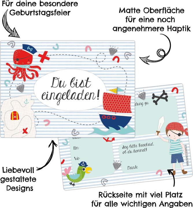 Image du produit Papierdrachen 12 cartes d'invitation pour un anniversaire - Pirate (12 pcs)