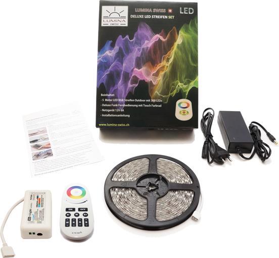 Lumina Swiss LED-Streifen-Set Multicolor+ (RGBWW) 5m Premium Outdoor Deluxe (RGBW, 500 cm, Outdoor)