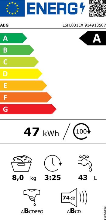Energie-Label AEG Öko Lavamat L6FL831EX (8 kg, Links)
