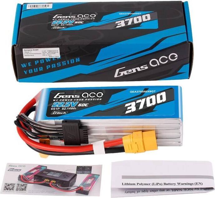 Actual product image Gens Ace Accumulator Lipo G-Tech 3700mAh 22.2V 60C 6S1P XT90 (22.20 V, 3700 mAh)