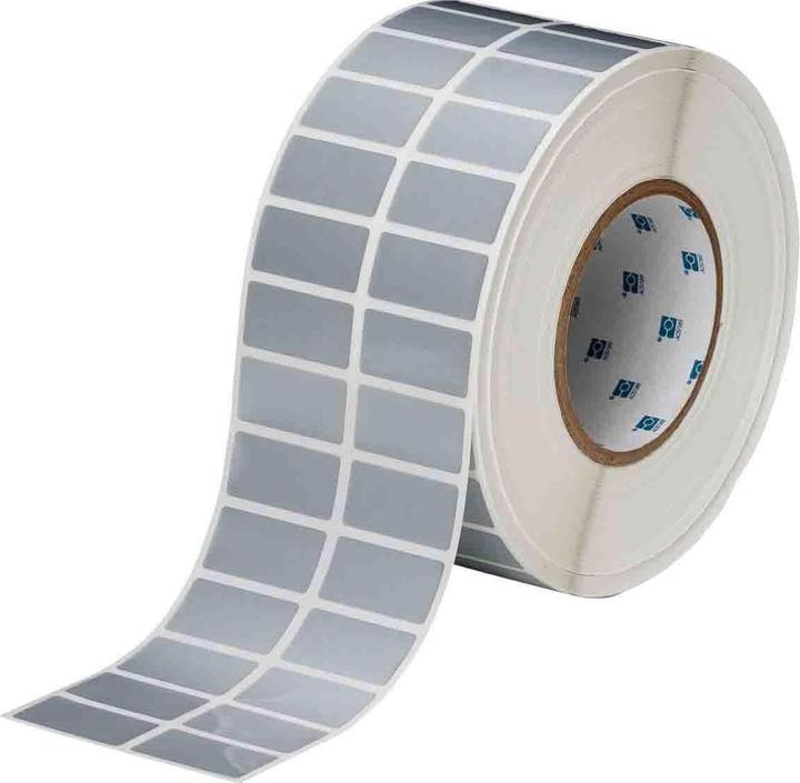 Brady THT-6-362-10, fälschungssicheres Vinyl, Silber, glänzend, 38.10 x 19.05 mm, permanent, 2-bah