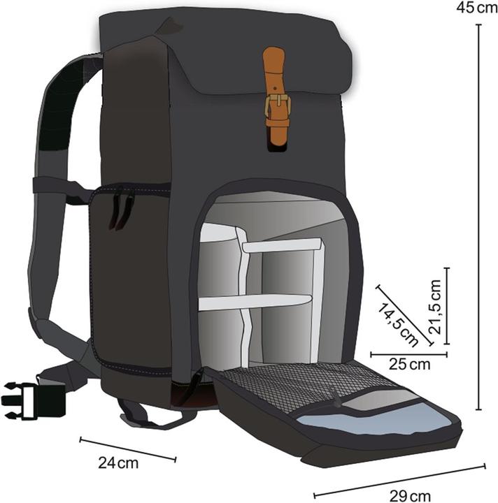 mantona Luis junior Retro Fotorucksack (Fotorucksack, 30.69 l)