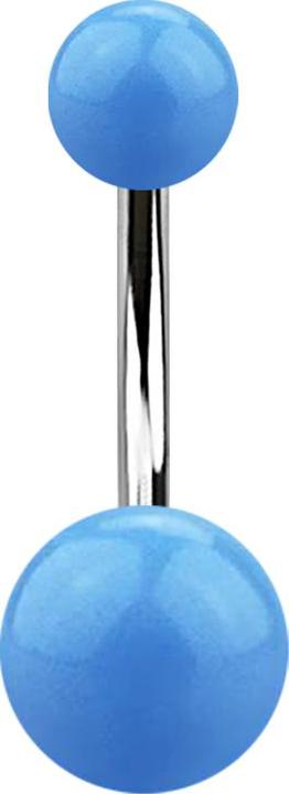 Star Piercing Banane silber mit zwei Kugeln hellblau (Acryl, ohne Messing, Chirurgenstahl 316L)