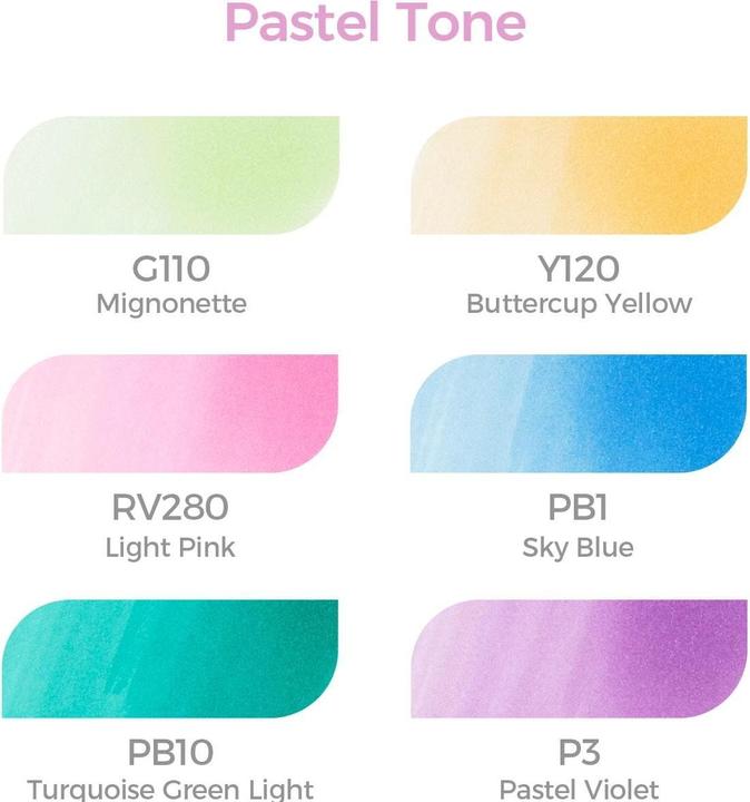 Actual product image Ohuhu Honolulu art markers (6 pcs.) - pastel colours (Pastel shades, 6 x)