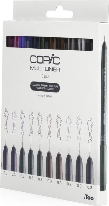 Actual product image Copic Multiliner colour set, 0.3mm, 10 pieces (Olive, Lavender, Sepia, Black, Warm grey, Cool Gray, Pink, Brown, Wine, Cobalt, 10 x)