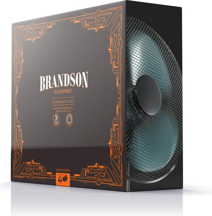 Actual product image Brandson Pedestal fan, 42 cm Ø, pedestal fan, remote control, tiltable 30°, 50W, oscillation 80°, black (57 dB)