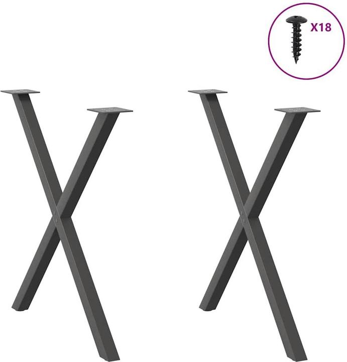 Produktbild VidaXL Esstischbeine X-Form 2 Stk. Anthrazit 70x(72-73) cm Stahl Tischbein