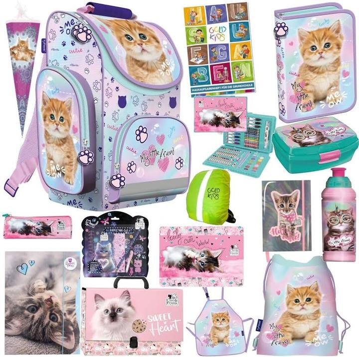 Actual product image Goldkids 16-teiliges Schulranzen-Set Katze Motiv