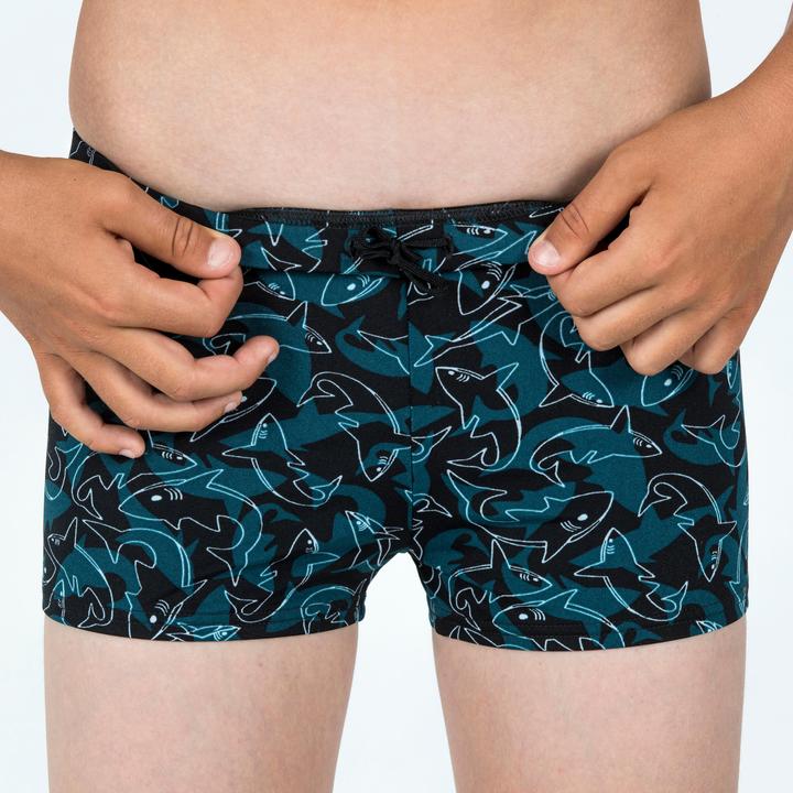 Image du produit Nabaiji Maillot boxer de bain natation Garçon - 500 Fitib shark noir bleu (146)