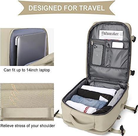 Immagine prodotto Only-Bags.Store Borsa da cabina per EasyJet 45x36x20 Zaino da viaggio Ryanair con porta USB Zaino da aereo