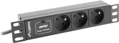 Actual product image Lanberg PDU-03E-0200-BK power distribution unit (PDU) 3 AC outlet(s) 1U Black