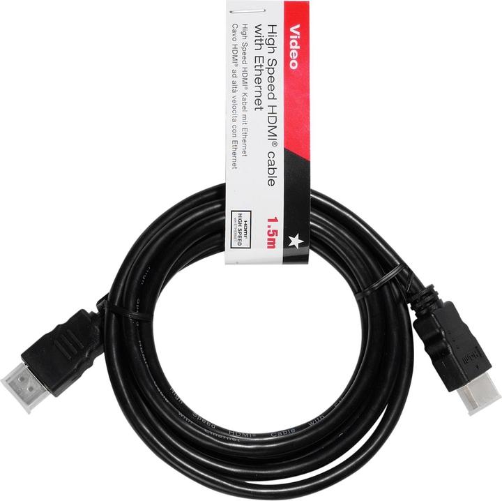 Produktbild Teccus High Speed HDMI Kabel mit Ethernet, HDMI Stecker <-> HDMI Stecker, 1,5m, schwarz (1.50 m, HDMI)