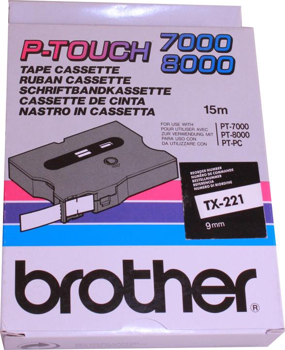 Actual product image Brother Tx-221 (0.90 cm, White, Black)