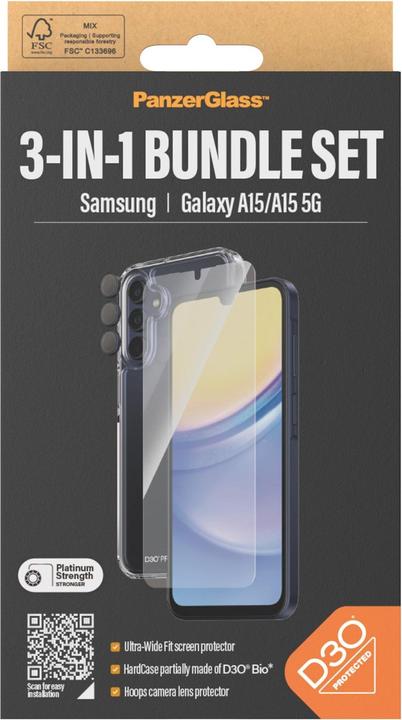 Image du produit PanzerGlass Bundle Ultra Wide FIt Glass + Case + Lens (1 pièce(s), Samsung Galaxy A15 5G, Samsung Galaxy A15)