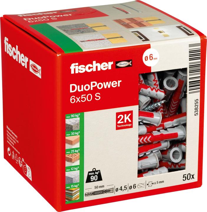 Image du produit Fischer Ancre à 2 composants DUOPOWER 6x50 S (50 pcs)