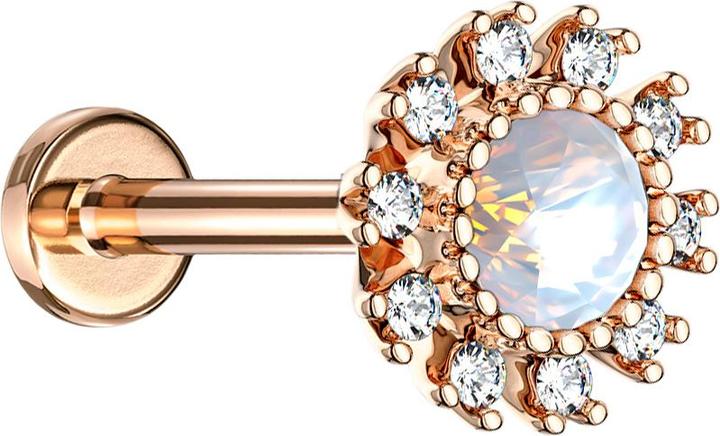 Star Piercing Micro Labret Innengewinde rosegold doppel Kristall geplastert silber (Chirurgenstahl 316L, Messing)
