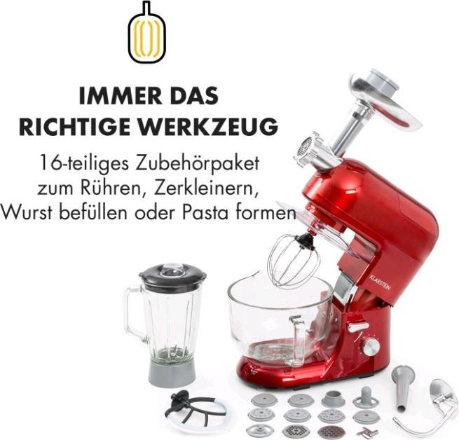 Actual product image Klarstein Lucia Rossa 2G Food Processor Red (1300 W)